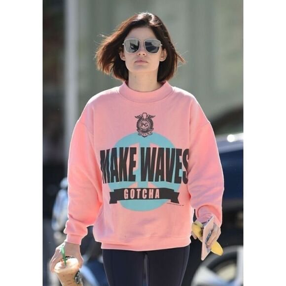 Vintage Gotcha Sportswear Women's S Make Waves Crewneck Sweatshirt Pink Lounge - Picture 2 of 7